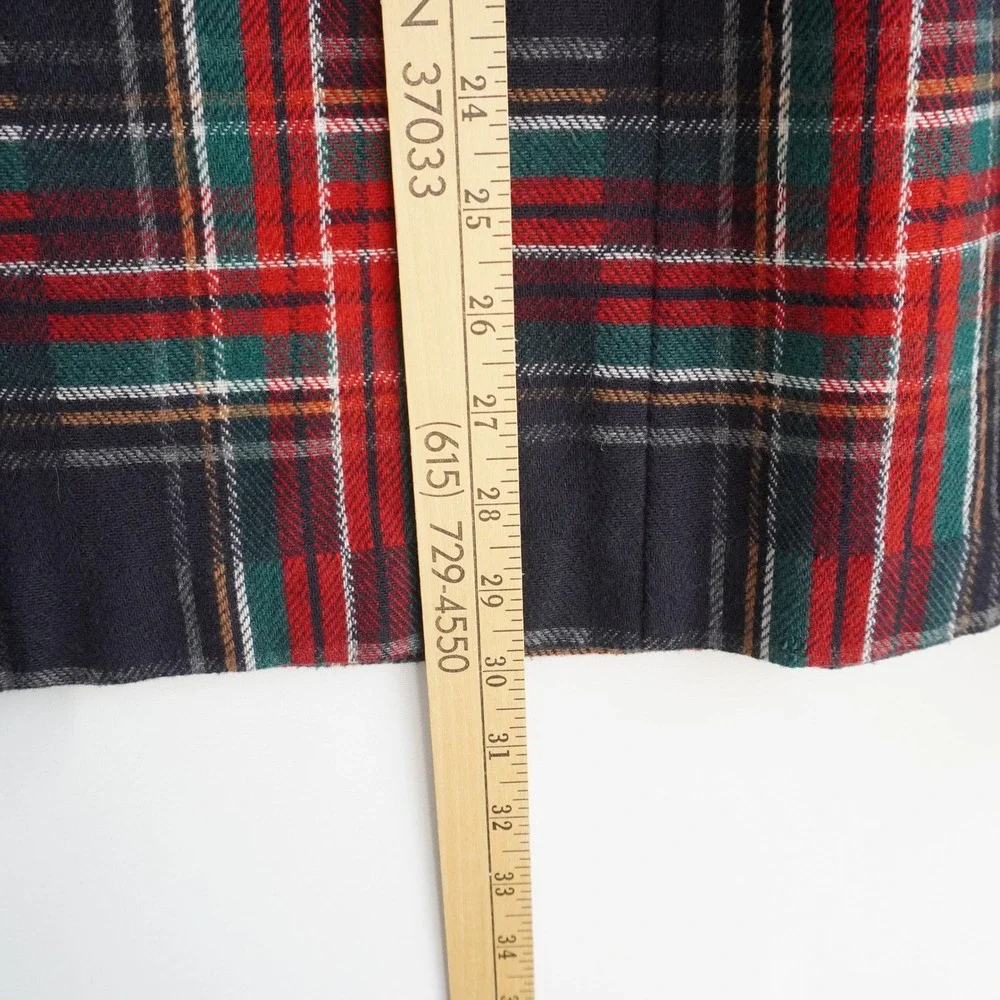 Vtg Koret Plaid‎ Midi Skirt Navy Red Green Wool Blend Pleated A-Line XS Academia